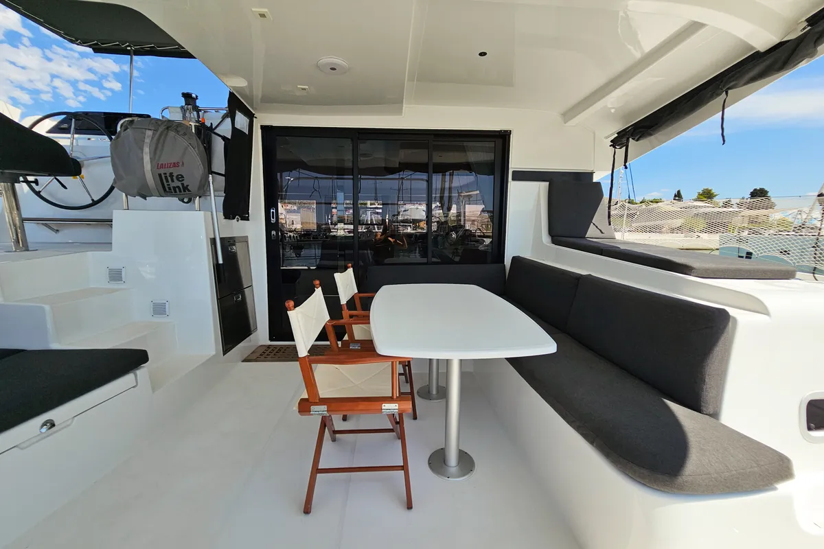 Deck of Nera, a Lagoon 42 catamaran at Seget Donji, Croatia