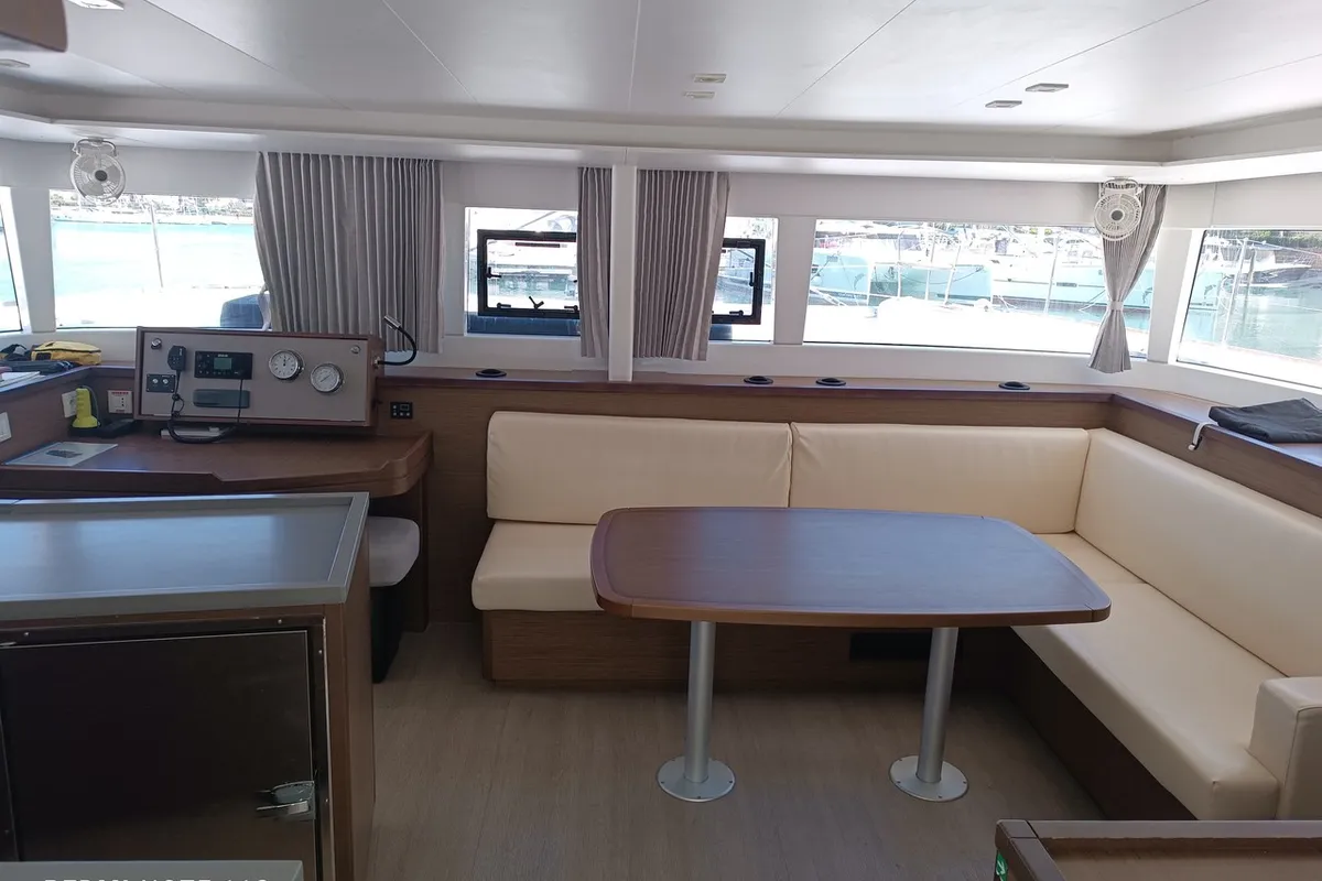 Salon of Hakuna Matata, a Lagoon 450 F catamaran at Tonnarella, Italy