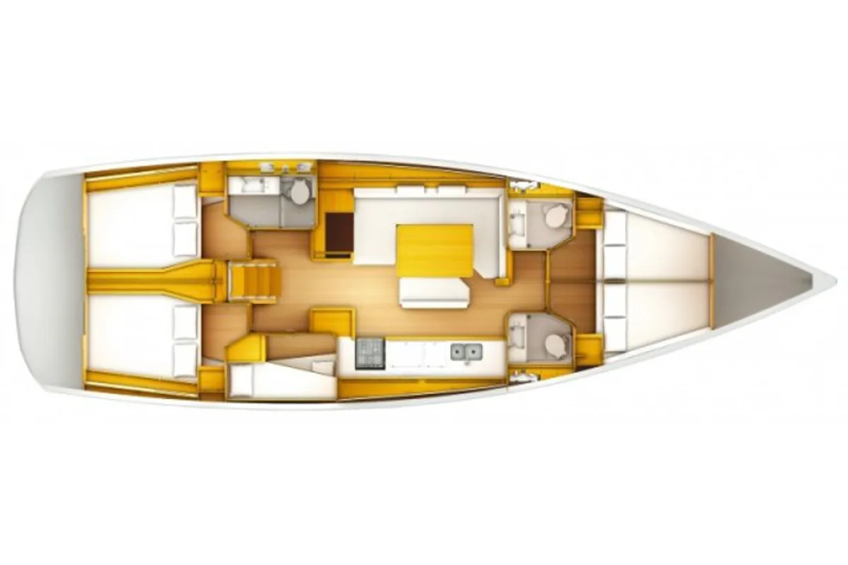 Floor plan of Alboran Champagne (Mallorca), a Jeanneau Sun Odyssey 519 sailboat at es Jonquet, Spain