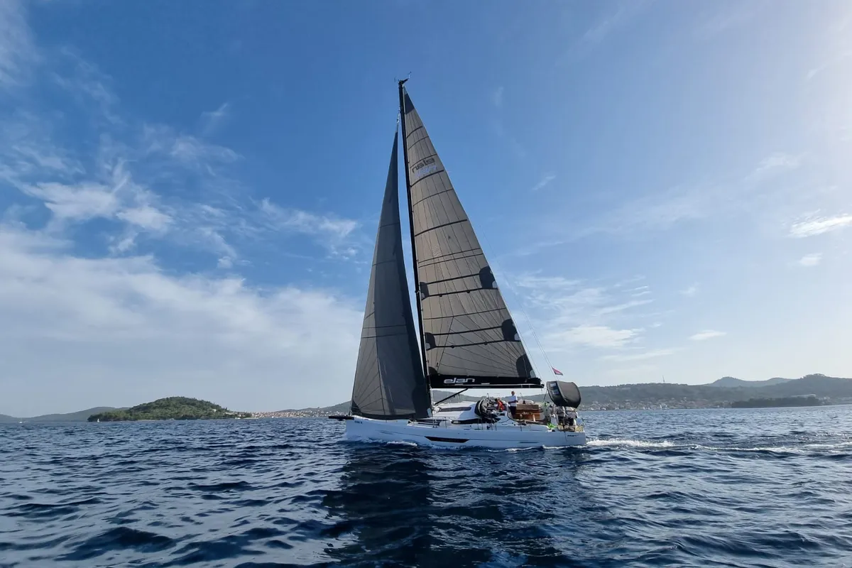 Exterior view of Contessa, a Elan E6 sailboat at Punat, Croatia