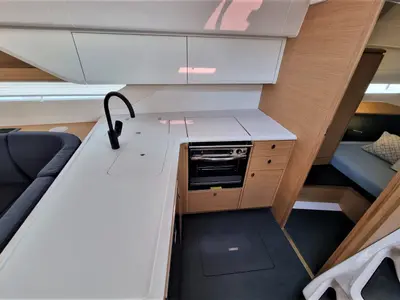Galley of Contessa, a Elan E6 sailboat at Punat, Croatia