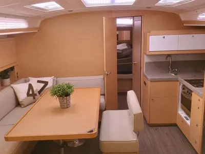 Salon of Salacia, a Dufour 470 sailboat at Charlotte Amalie, United States