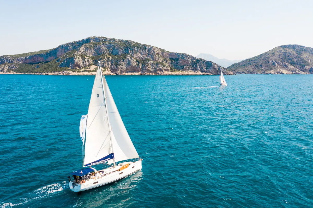 Exterior view of Nabucco, a Beneteau Oceanis 48 sailboat at Kaštela, Croatia
