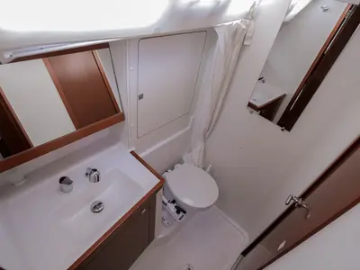Head on Nabucco, a Beneteau Oceanis 48 sailboat at Kaštela, Croatia
