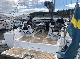 Cockpit of No name, a Hanse 388 sailboat at Gothenburg, Sweden