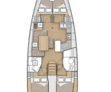 Floor plan of Beneteau Oceanis 40.1, a sailboat at Athens, Greece