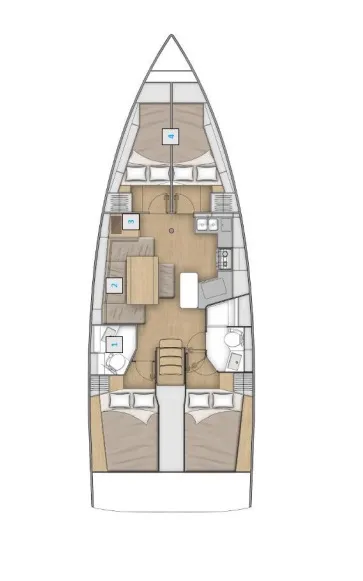 Floor plan of Beneteau Oceanis 40.1, a sailboat at Athens, Greece