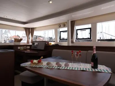 Salon of Reggae Point, a Lagoon 450 catamaran at Dubrovnik, Croatia