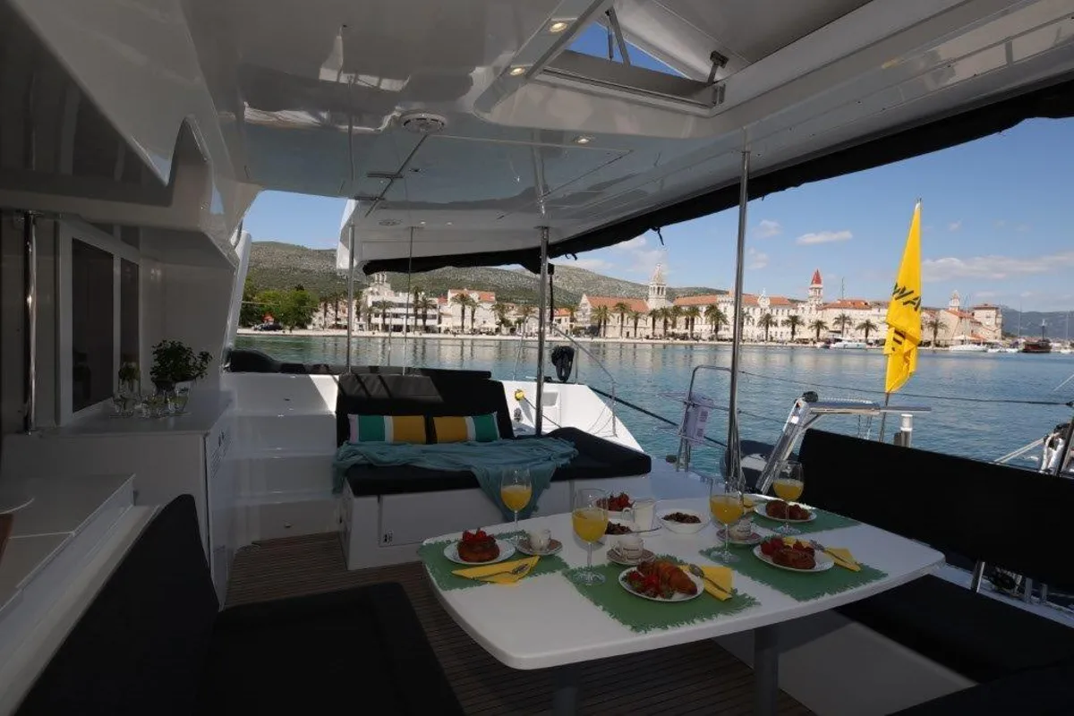 Deck of Reggae Point, a Lagoon 450 catamaran at Dubrovnik, Croatia