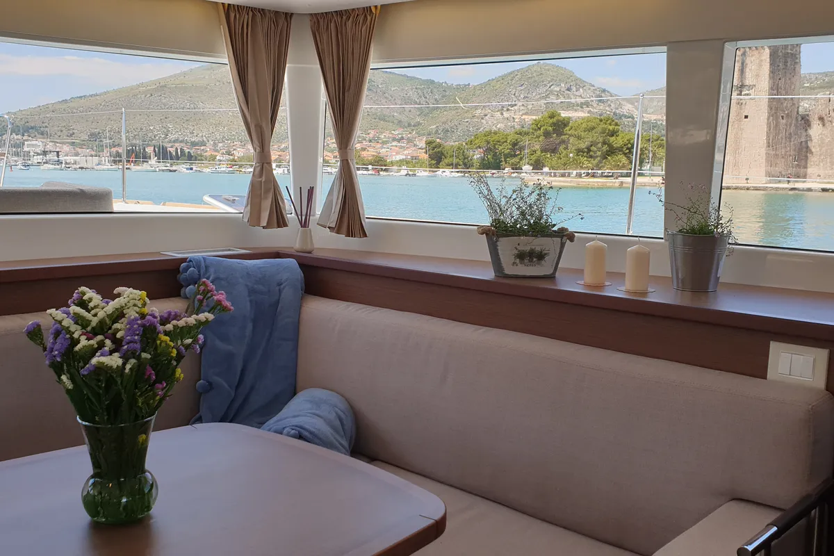 Salon of Reggae Point, a Lagoon 450 catamaran at Dubrovnik, Croatia