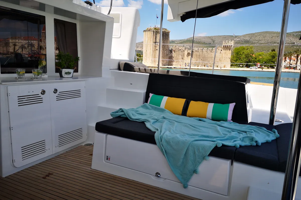 Deck of Reggae Point, a Lagoon 450 catamaran at Dubrovnik, Croatia