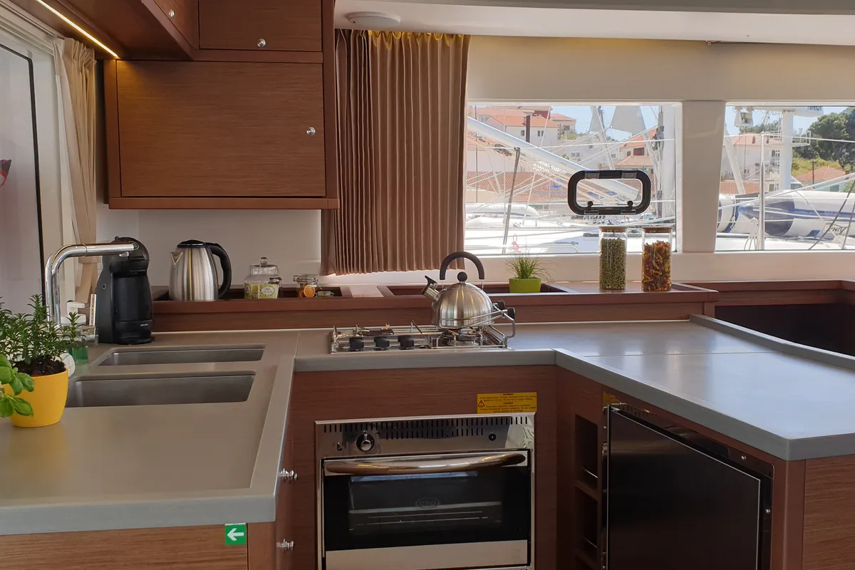 Galley of Reggae Point, a Lagoon 450 catamaran at Dubrovnik, Croatia