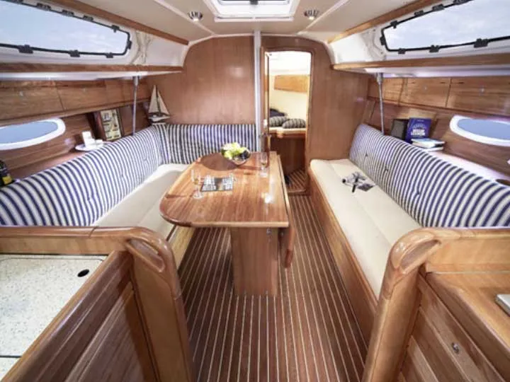Salon of Evi, a Bavaria 34 Cruiser sailboat at Solygeia, Greece