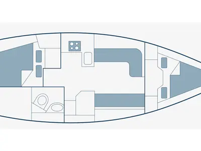 Floor plan of Evi, a Bavaria 34 Cruiser sailboat at Solygeia, Greece