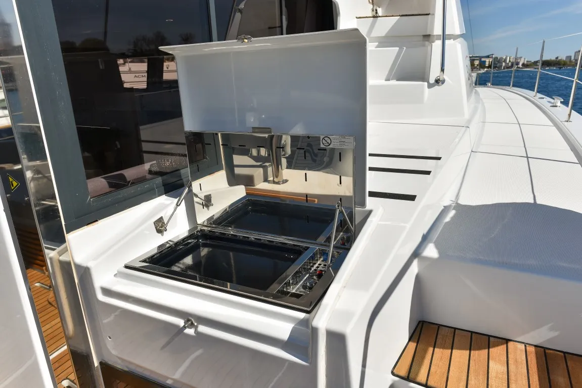 Deck of Jako 2, a Bali 4.6 catamaran at Zadar, Croatia
