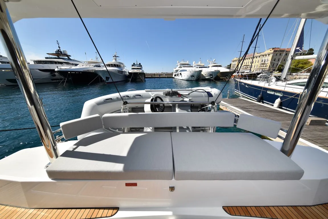 Cockpit of Jako 2, a Bali 4.6 catamaran at Zadar, Croatia
