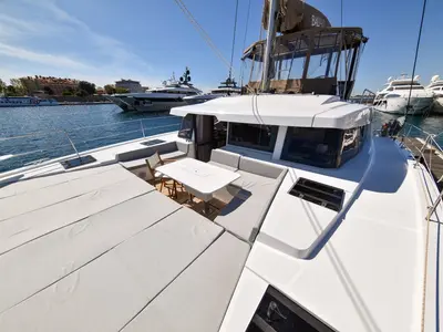 Deck of Jako 2, a Bali 4.6 catamaran at Zadar, Croatia