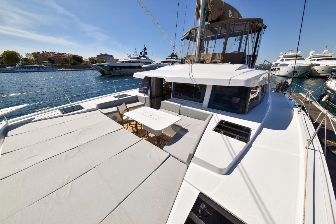Deck of Jako 2, a Bali 4.6 catamaran at Zadar, Croatia