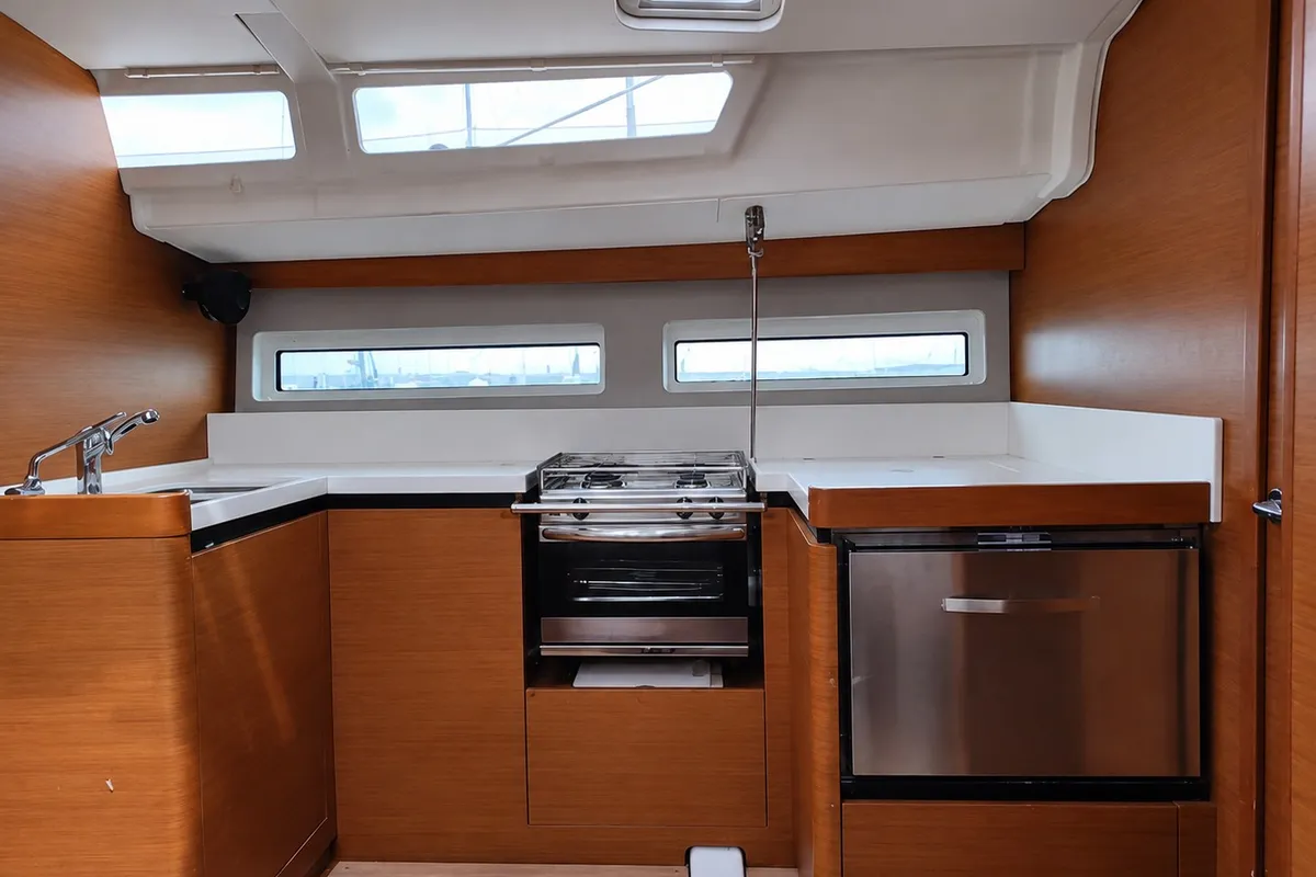 Galley of Jeanneau Sun Odyssey 490, a sailboat at Punta Ala, Italy