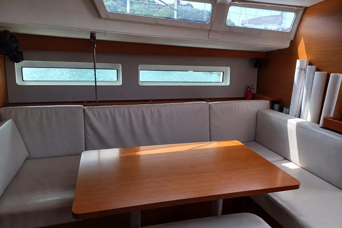 Salon of Jeanneau Sun Odyssey 490, a sailboat at Punta Ala, Italy