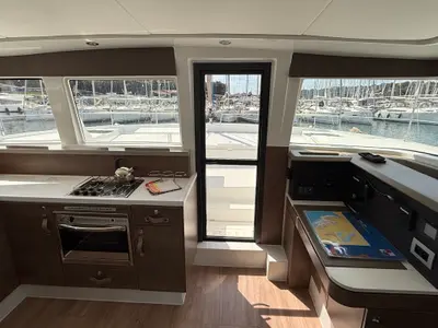 Galley of La Luna 77, a Bali 4.2 catamaran at Pula, Croatia