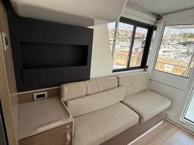 Salon of La Luna 77, a Bali 4.2 catamaran at Pula, Croatia