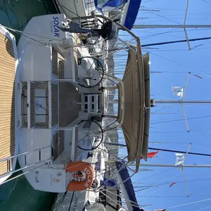 Deck of Solar, a Beneteau Oceanis 38 sailboat at Fethiye, Turkey