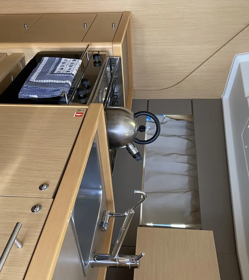 Galley of Solar, a Beneteau Oceanis 38 sailboat at Fethiye, Turkey
