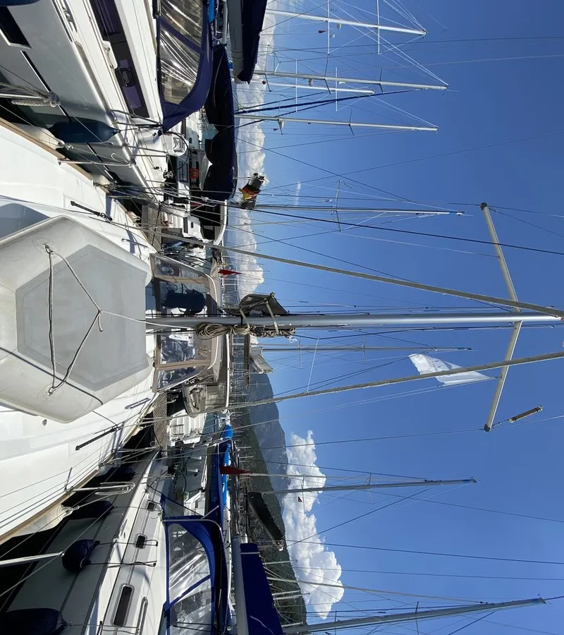 Exterior view of Solar, a Beneteau Oceanis 38 sailboat at Fethiye, Turkey