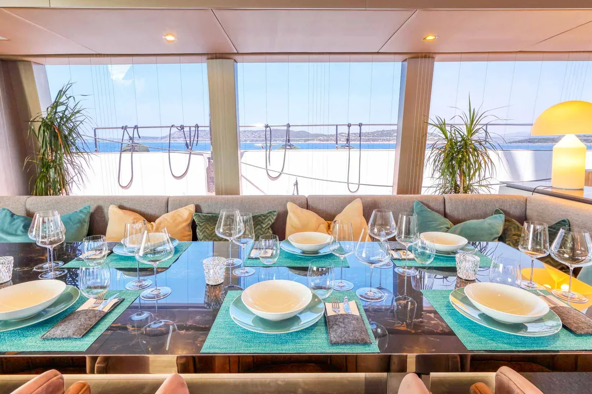 Salon of Honeybird, a Sunreef 80 catamaran at Šibenik, Croatia
