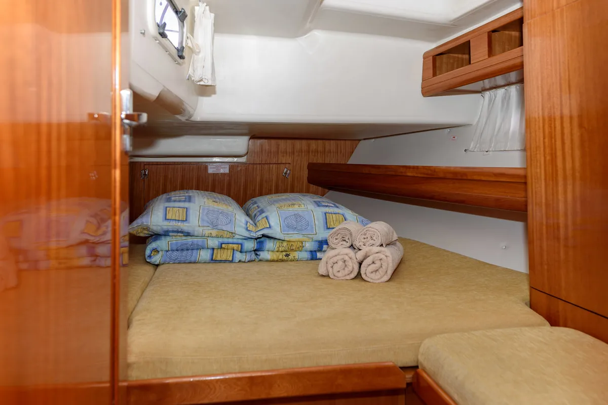 Cabin on Galera, a Bavaria 46 Cruiser sailboat at Grad Trogir, Croatia