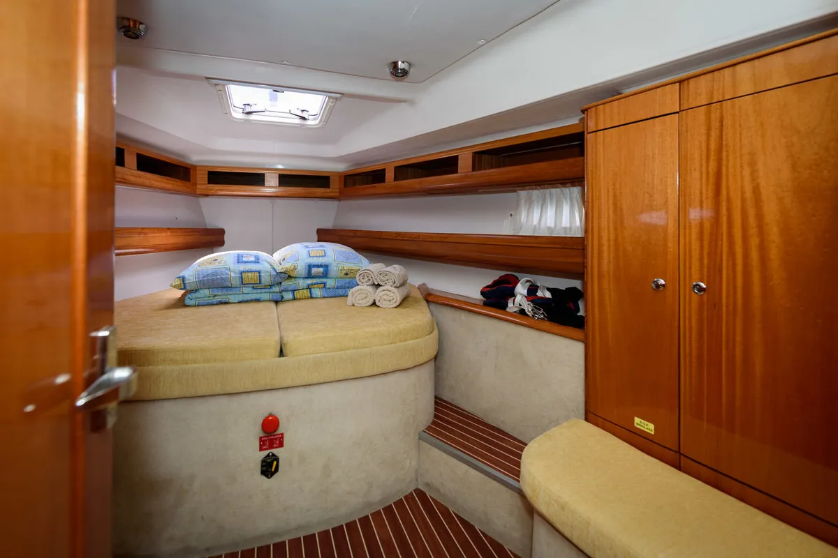Cabin on Galera, a Bavaria 46 Cruiser sailboat at Grad Trogir, Croatia