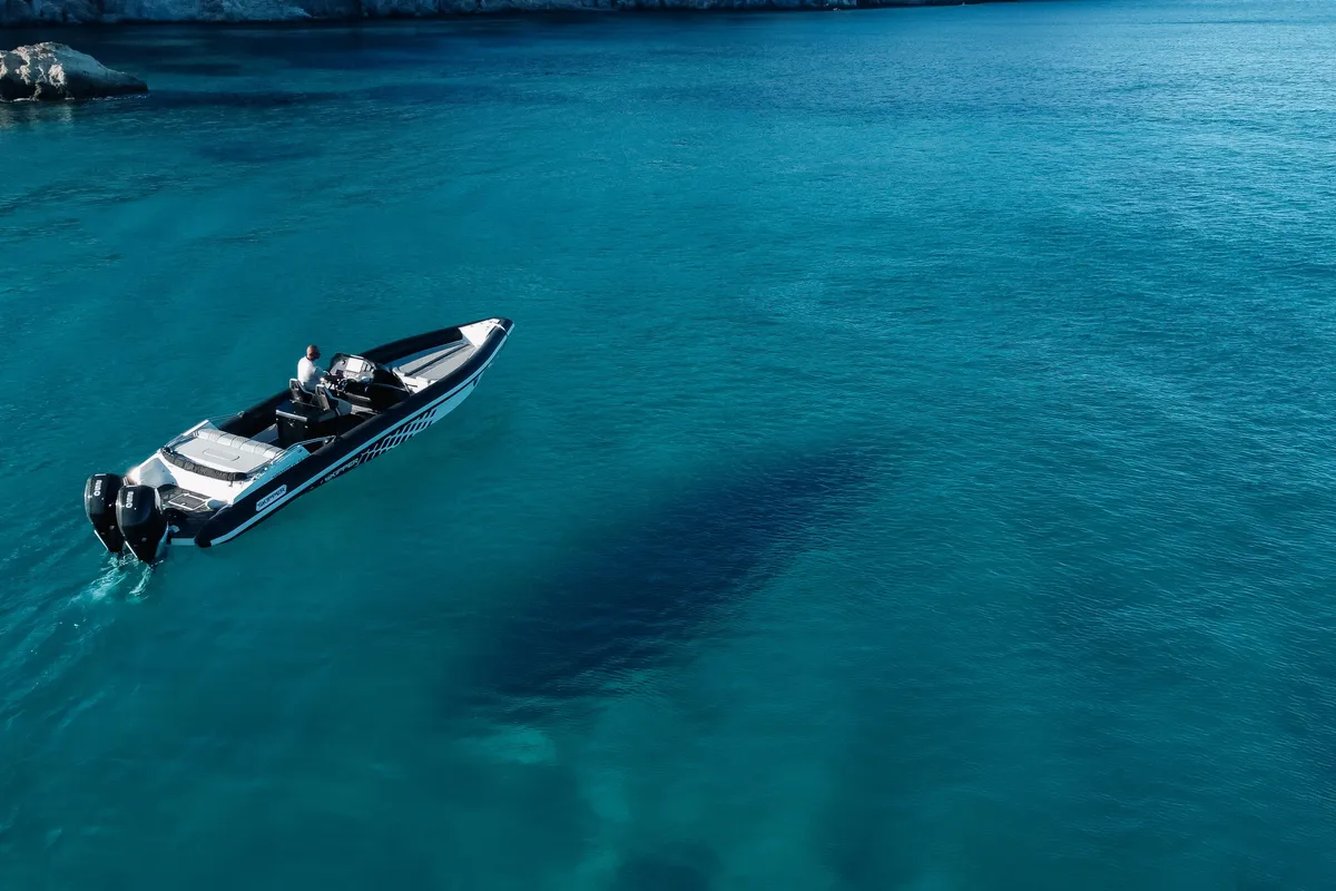 Exterior view of Navigatus IV, a Gulet Skipper-NC-100S-18 motorboat at Adamantas, Greece