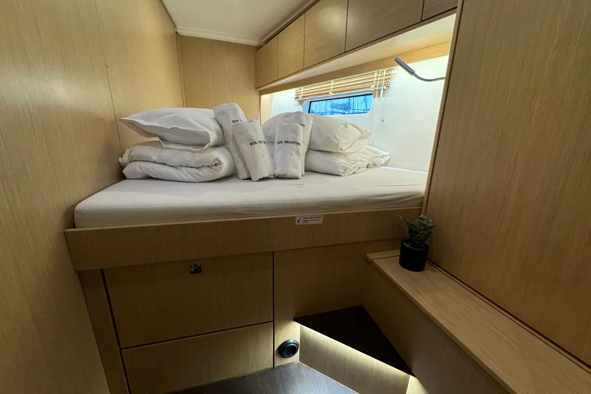 Cabin on Sabina, a Bavaria C46 sailboat at Pula, Croatia
