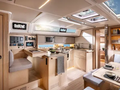 Galley of Sabina, a Bavaria C46 sailboat at Pula, Croatia