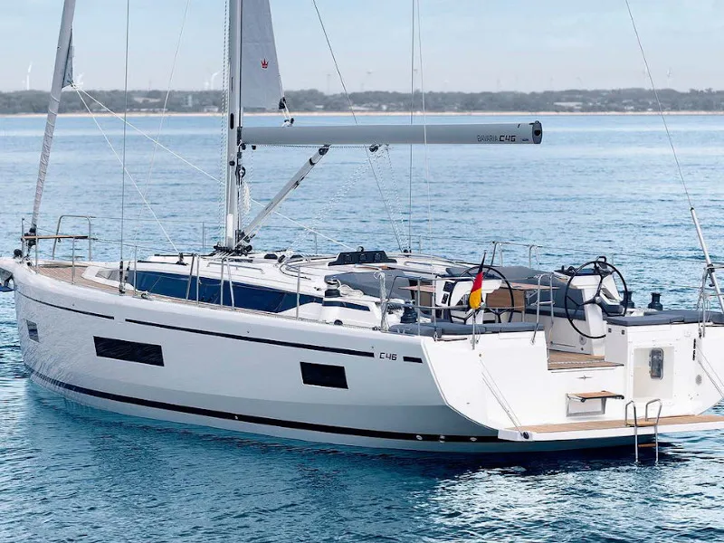 Exterior view of Sabina, a Bavaria C46 sailboat at Pula, Croatia