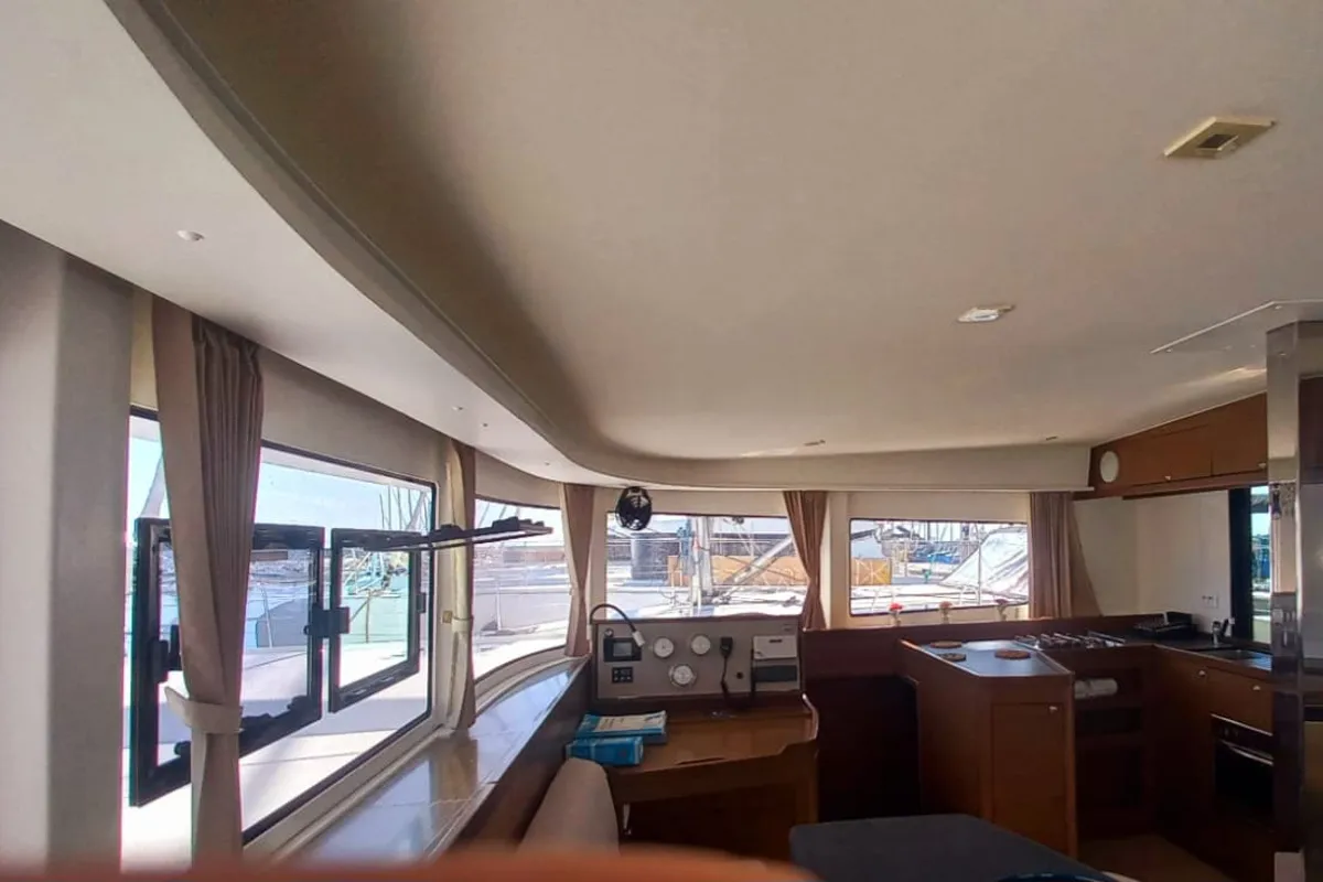 Salon of Leucotea, a Lagoon 42 catamaran at Salerno, Italy