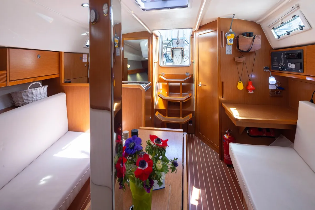 Salon of Anemos, a Bavaria Cruiser 32 sailboat at Municipal Unit of Lefkada, Greece