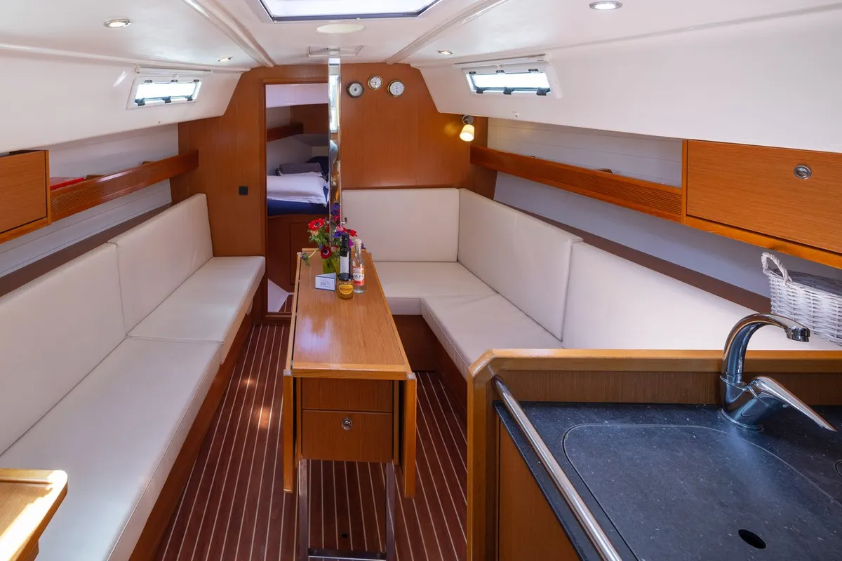 Salon of Anemos, a Bavaria Cruiser 32 sailboat at Municipal Unit of Lefkada, Greece