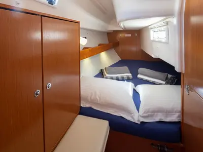 Cabin on Anemos, a Bavaria Cruiser 32 sailboat at Municipal Unit of Lefkada, Greece