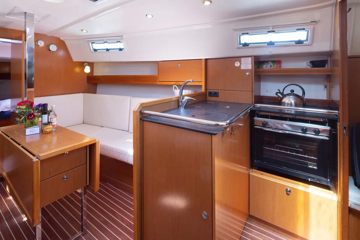 Galley of Anemos, a Bavaria Cruiser 32 sailboat at Municipal Unit of Lefkada, Greece