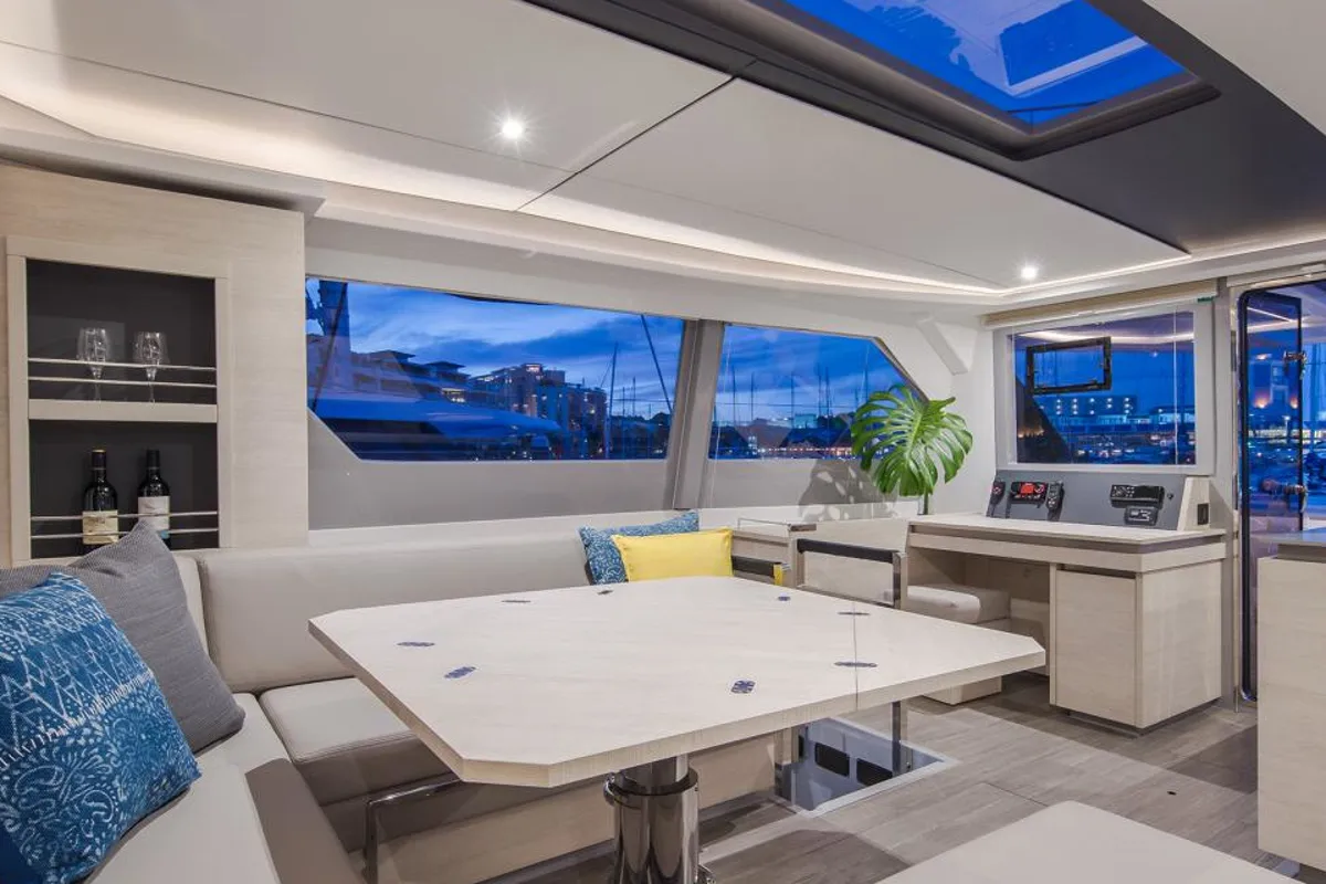 Salon of Moorings 5000 Exclusive, a Leopard 50 catamaran at Road Town, British Virgin Islands