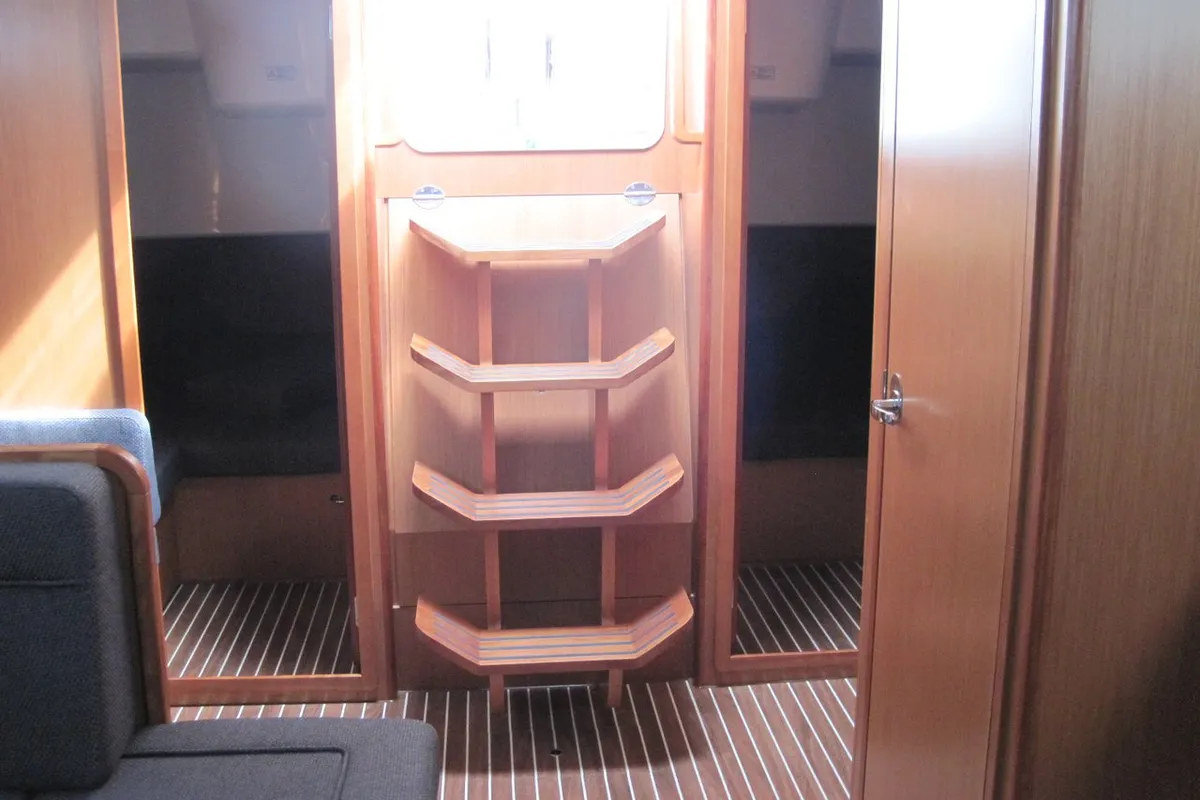 Salon of Marina, a Bavaria Cruiser 41 sailboat at Capo d'Orlando, Italy