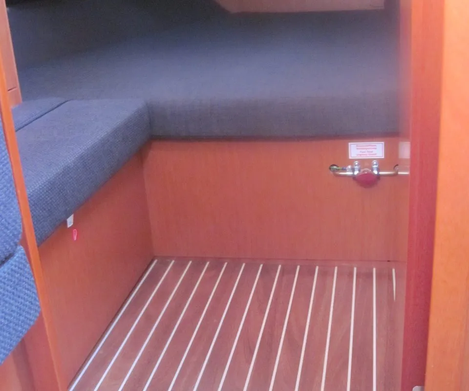 Cabin on Marina, a Bavaria Cruiser 41 sailboat at Capo d'Orlando, Italy
