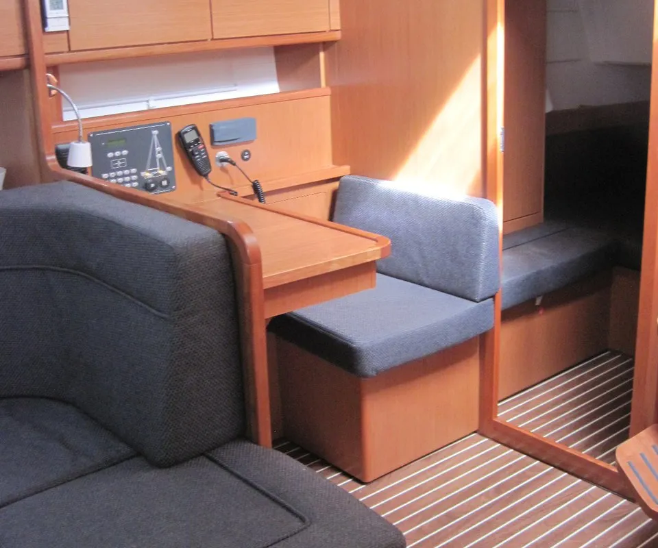 Salon of Marina, a Bavaria Cruiser 41 sailboat at Capo d'Orlando, Italy