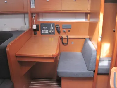 Salon of Marina, a Bavaria Cruiser 41 sailboat at Capo d'Orlando, Italy