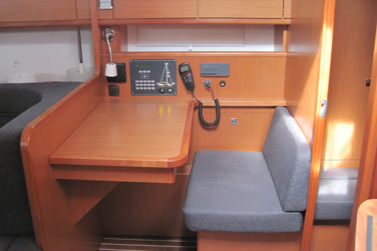 Salon of Marina, a Bavaria Cruiser 41 sailboat at Capo d'Orlando, Italy