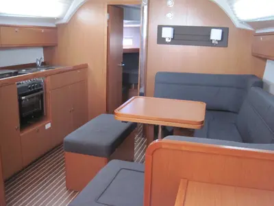 Galley of Marina, a Bavaria Cruiser 41 sailboat at Capo d'Orlando, Italy