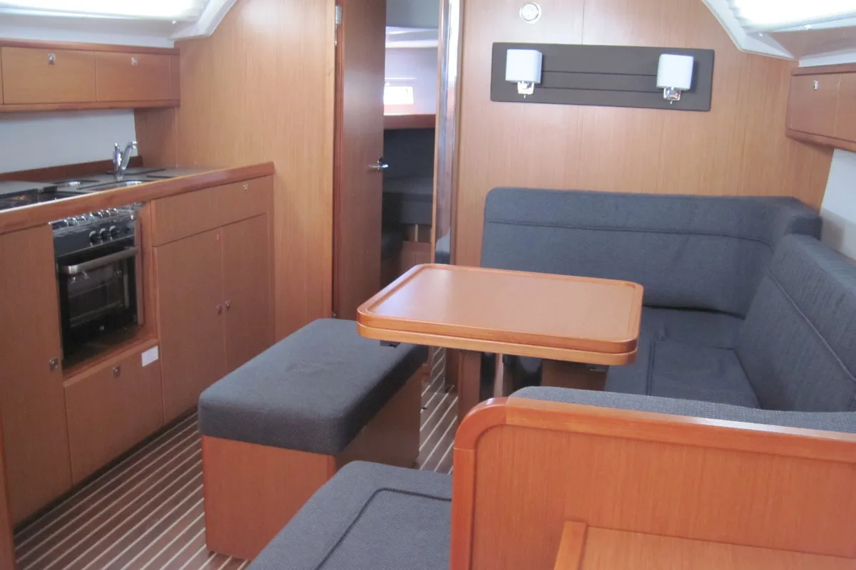Galley of Marina, a Bavaria Cruiser 41 sailboat at Capo d'Orlando, Italy