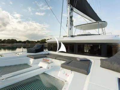 Deck of Jewel, a Lagoon 51 catamaran at Athens, Greece
